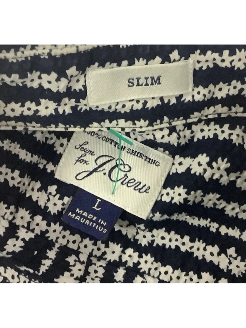 J Crew Mens Sz L Slim 100% Cotton Short Sleeve Tiny Flower Print Casual Shirt